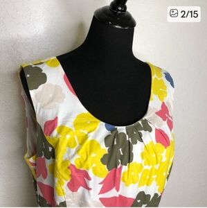 Boden white pink yellow floral sheath dress size 10 Long 10L
